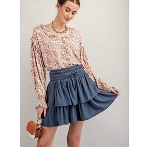 Elegant Blue Tiered Skirt